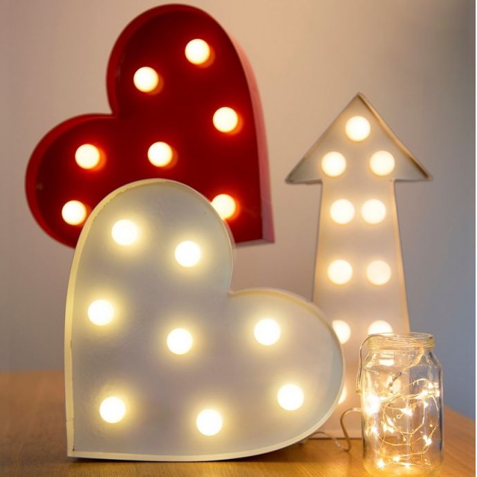 Svítící LED srdce white