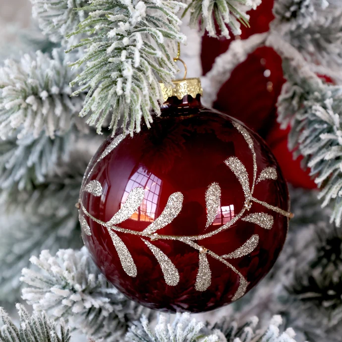Skleněná vánoční ozdoba Cherry Glitter 8 cm