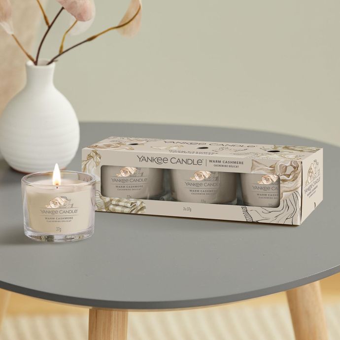 Votivní svíčka ve skle Yankee Candle 3 ks - Warm Cashmere