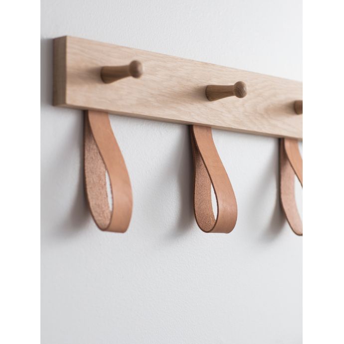 Věšák s koženými poutky Oak 40cm