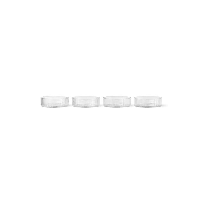 Skleněná servírovací miska Ripple - set 4 ks