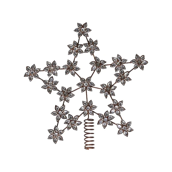 Vánoční hvězda na stromeček Antique Brass Rhinestones