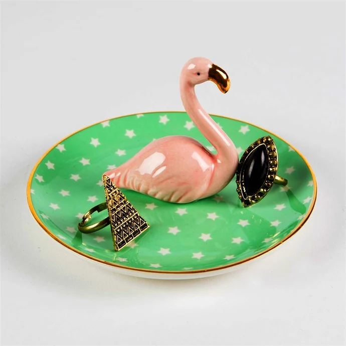 Keramický talířek na šperky Flamingo