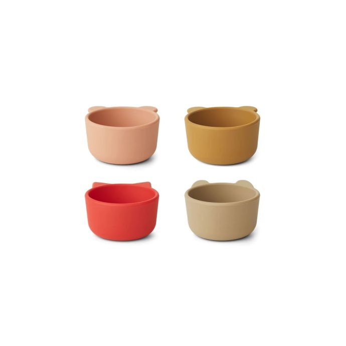 Silikonová mistička Malene Apple red/Rose - set 4 ks