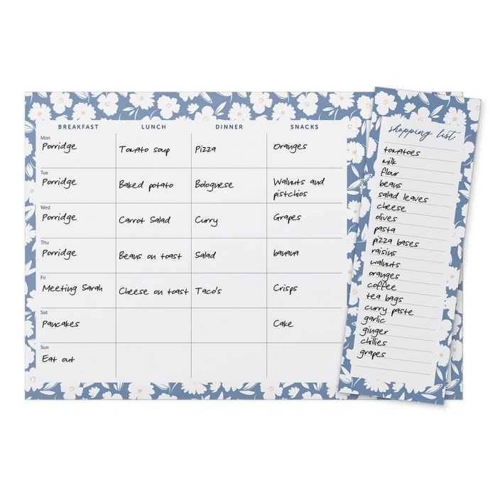 Týdenní plánovač jídla Meal Planner Blue Ditsy