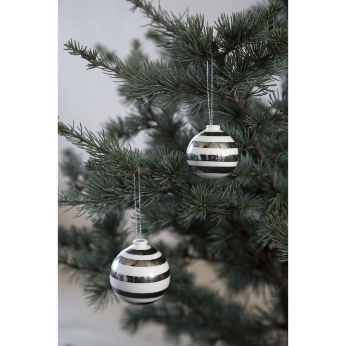 Keramické vánoční ozdoby Omaggio Silver - set 3 ks