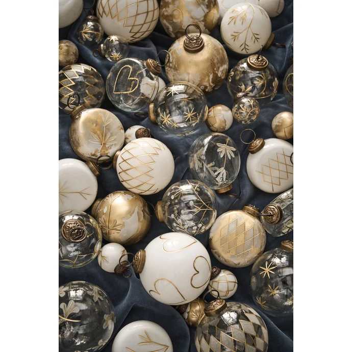 Mini vánoční ozdoby Clear Gold Engraving - set 10 ks