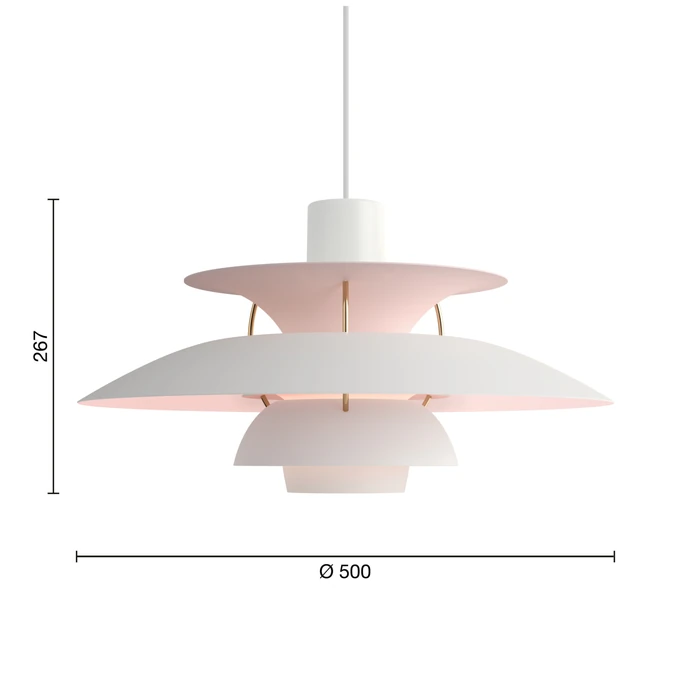 Závěsná lampa PH 5 White/Pale rose – výroční edice