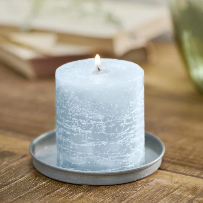 Svíčka Rustic Candle Light Blue 7,5 cm