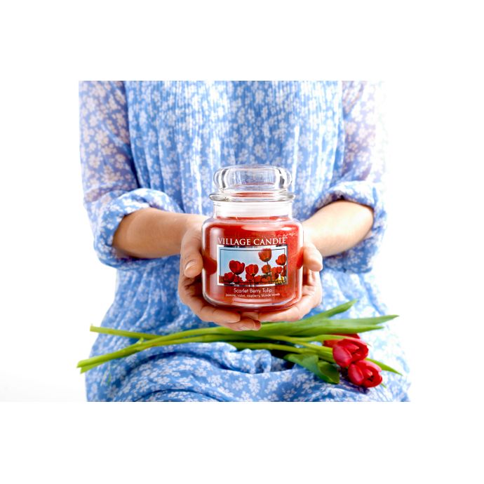 Svíčka ve skle Scarlet berry tulip - střední