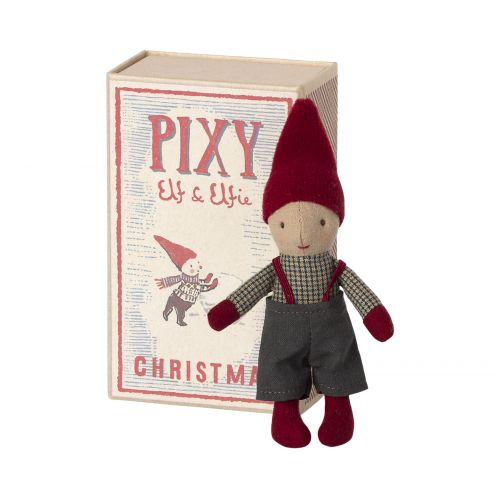 Vánoční skřítek Pixy Elf v krabičce od sirek Boy