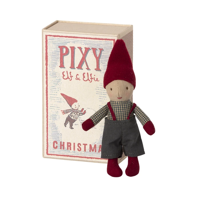 Vánoční skřítek Pixy Elf v krabičce od sirek Boy