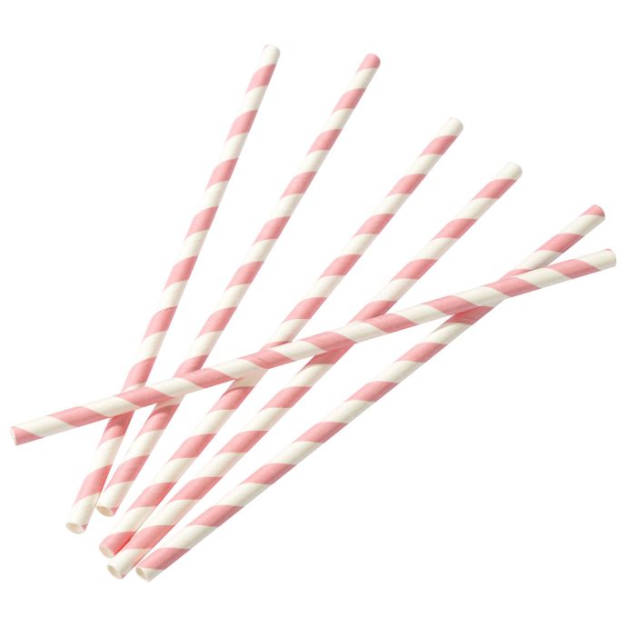 Papírové slámky Pink Stripe - set 30 ks