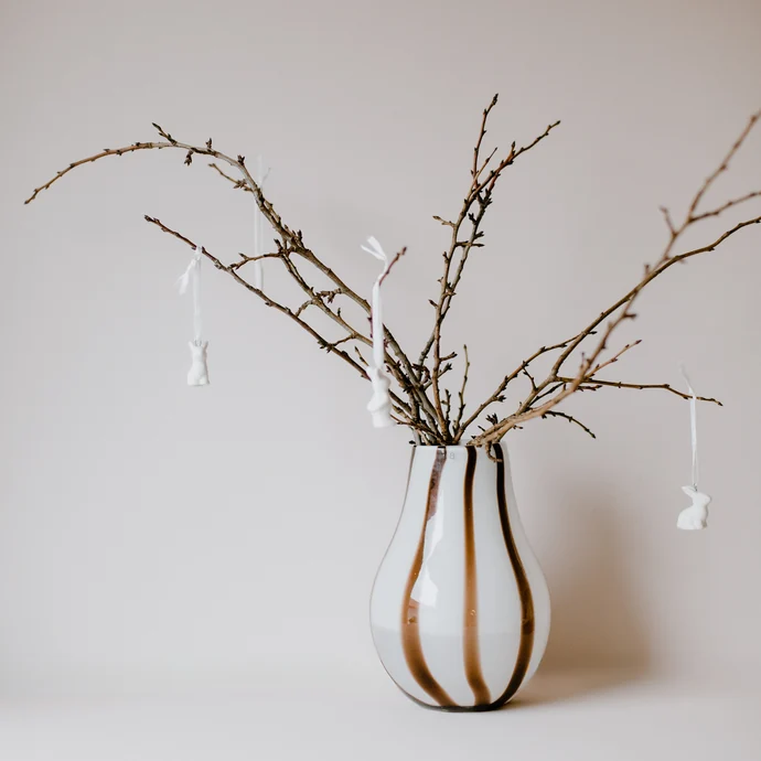 Skleněná váza Ada Stripe Taupe Warm Grey
