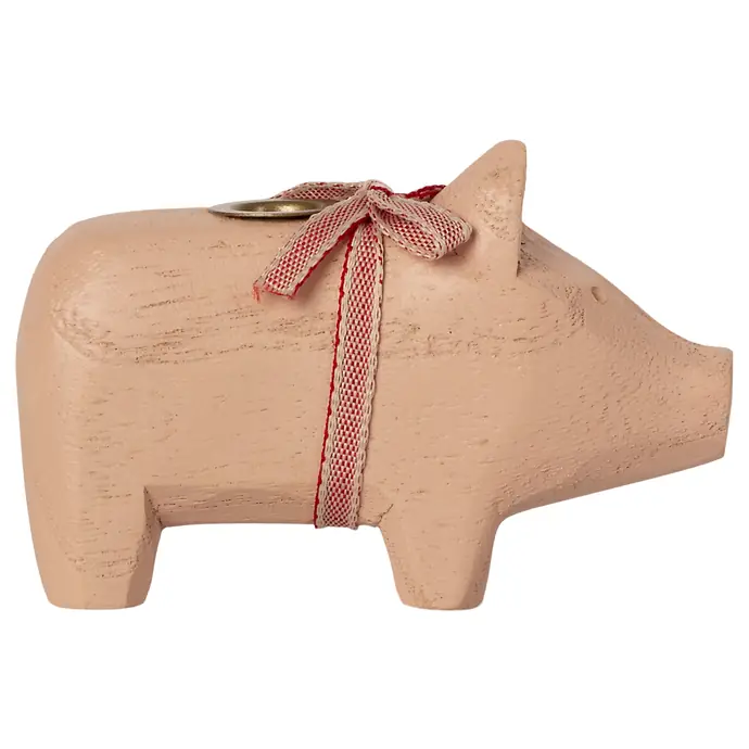 Dřevěný svícen Wooden Pig Small Powder