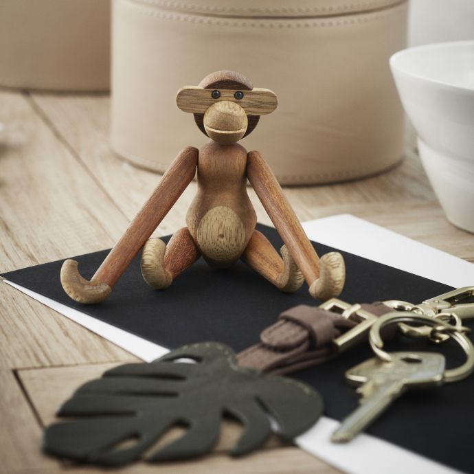 Dřevěná opička Monkey Mini Teak Limba Wood 9,5 cm