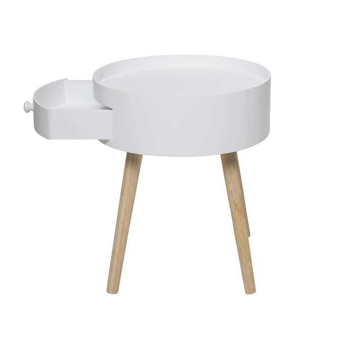 Kulatý odkládací stolek - bílý