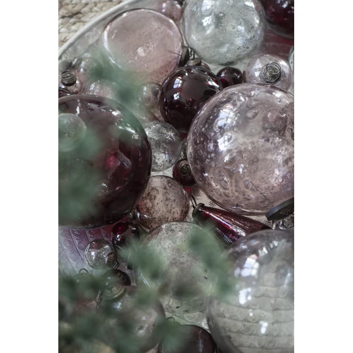 Plochá vánoční baňka Pebbled Glass Rose