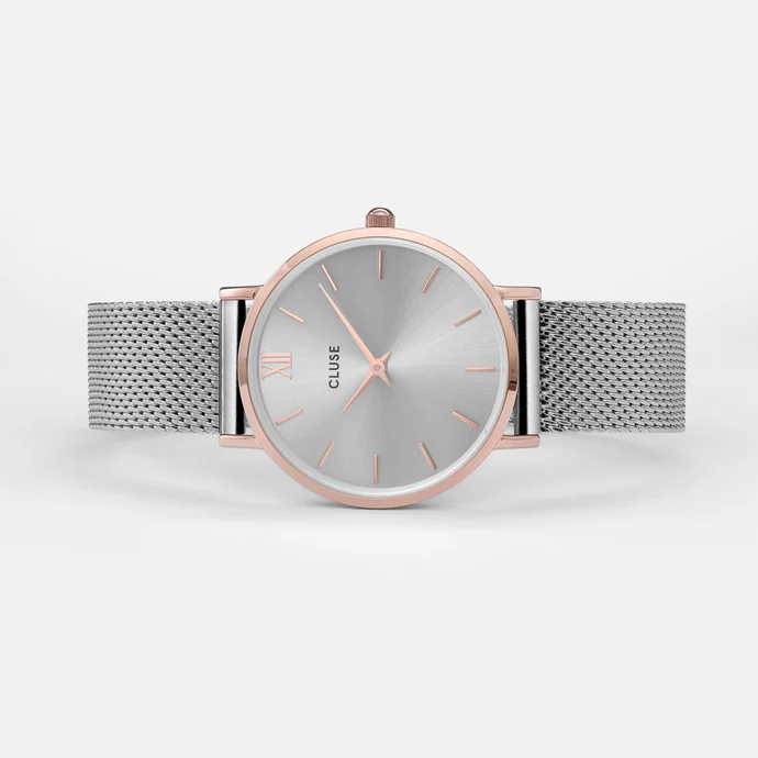 Hodinky Cluse Minuit Mesh Rose gold/silver