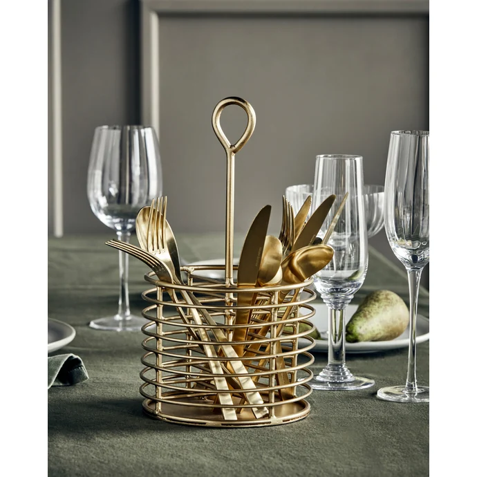 Kovový stojan na příbory Lela Antique Brass