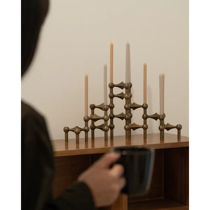 Designový svícen STOFF Nagel Bronzed Brass – set 3 ks
