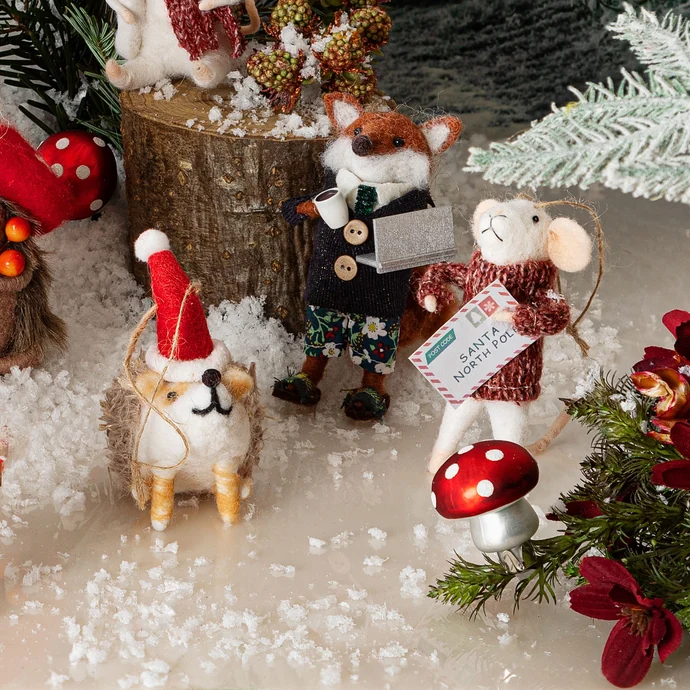 Plstěná vánoční ozdoba Mouse with Letter to Santa