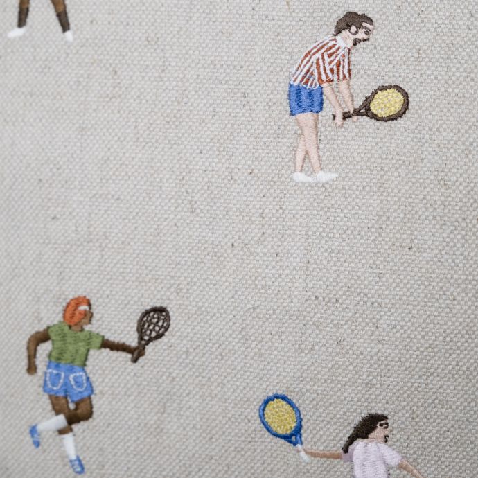 Lěnný povlak na polštář Tennis Embroidered 48x48 cm