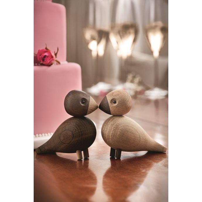 Dřevění ptáčci Lovebirds Oak Wood - set 2 ks