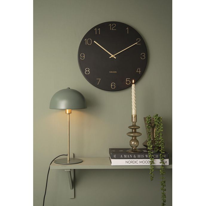 Nástěnné hodiny Charm Engraved Numbers Black 40 cm