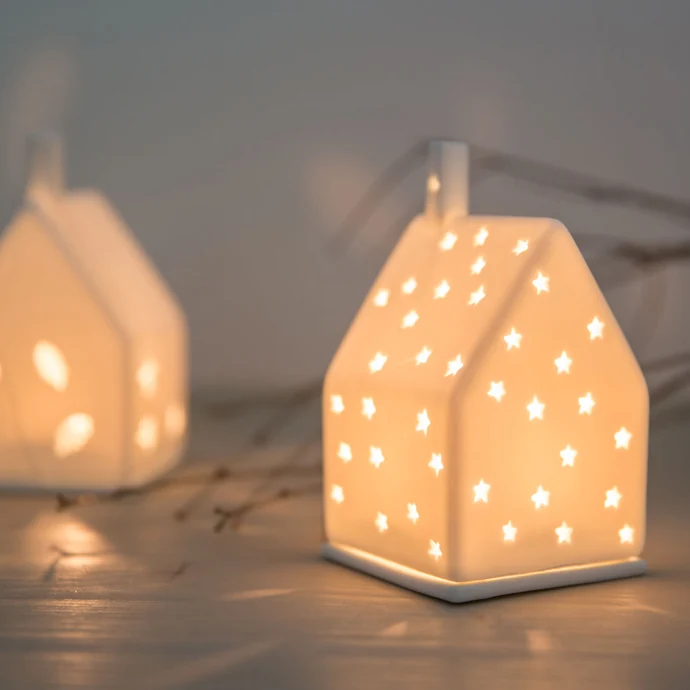 Porcelánový svícen domeček Stars