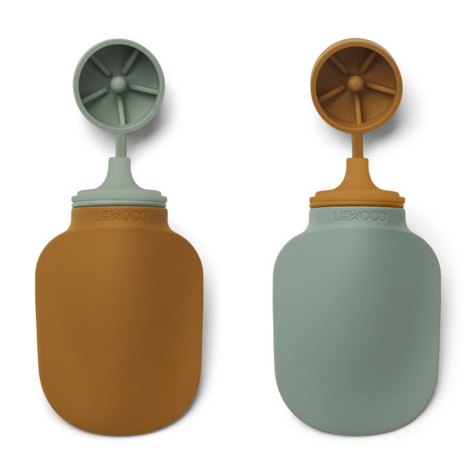 Dětská lahev na smoothie Silvia Mustard/Peppermint - Set 2 ks