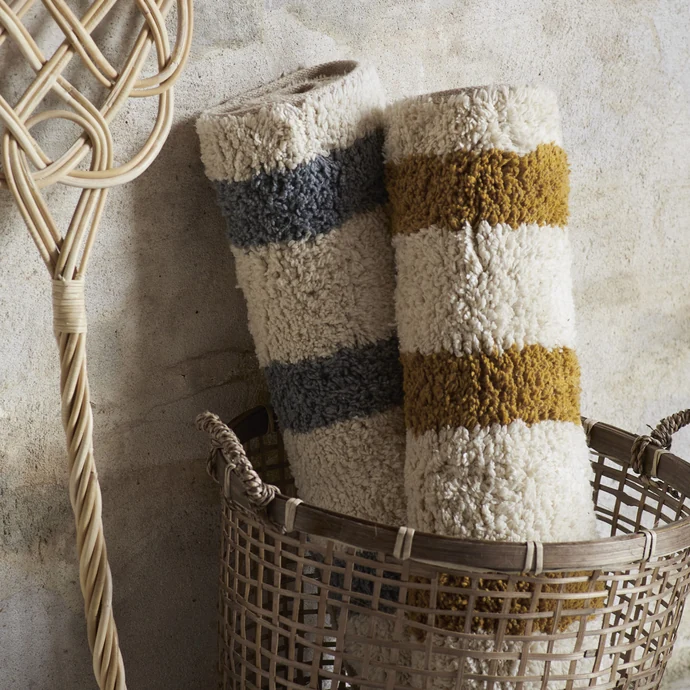 Bavlněná koupelnová předložka Tufted Dusty blue/Off white 50×80 cm
