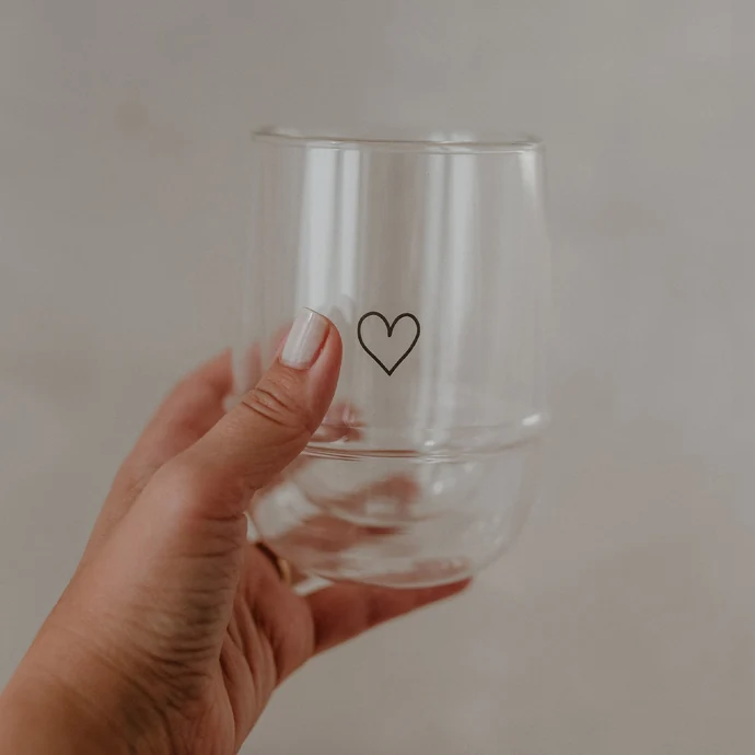 Dvoustěnná sklenice na teplé nápoje Heart 300 ml