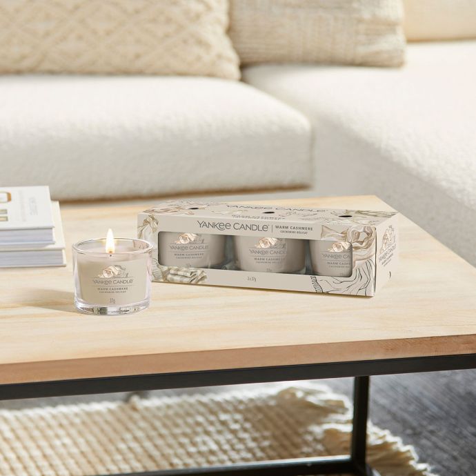 Votivní svíčka ve skle Yankee Candle 3 ks - Warm Cashmere