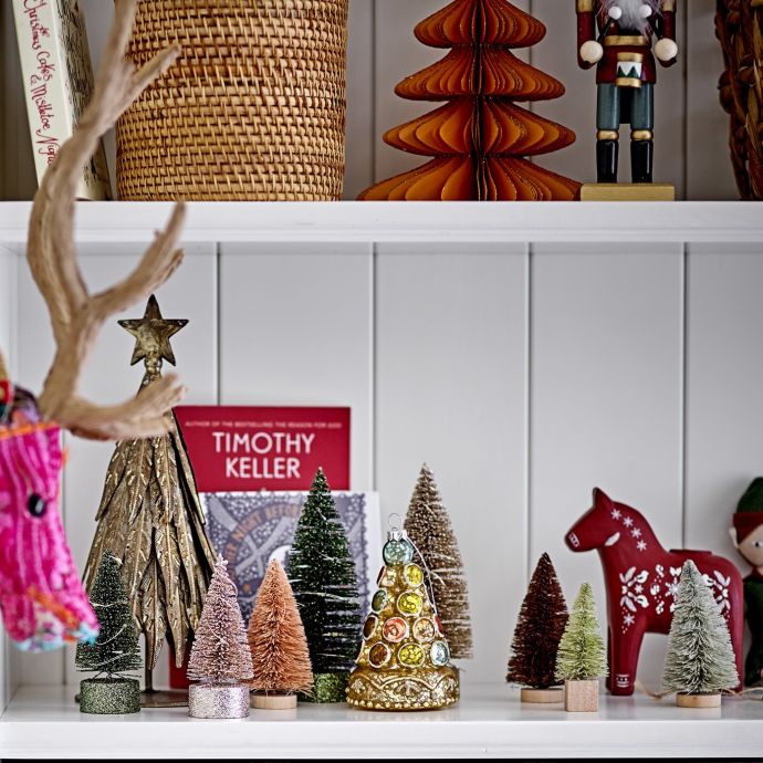Vánoční dekorace stromček Oybek Sisal - set 4 ks