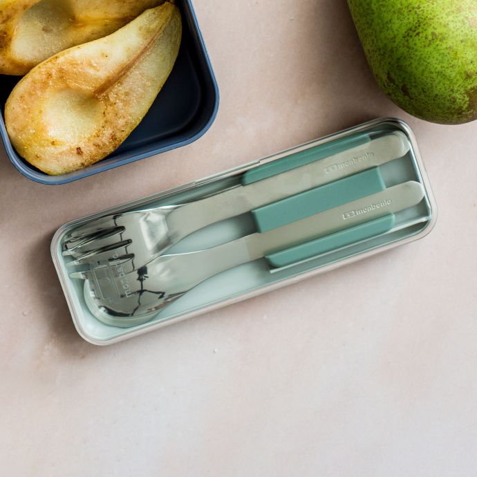 Nerezová sada příborů Monbento Slim Box Green Natural
