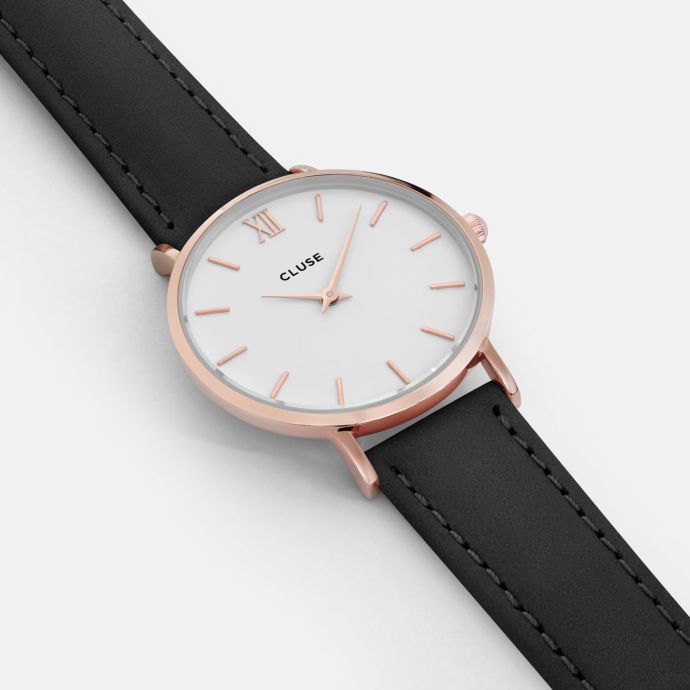 Hodinky Cluse Minuit Rose Gold white/black