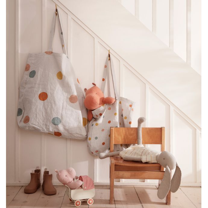 Lněná taška Tote Multi Dots - small