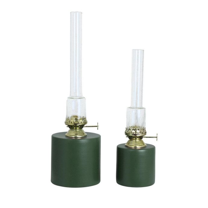 Skleněná petrolejová lampa Straight Green Small