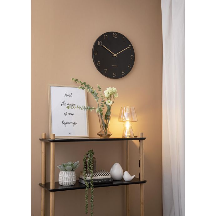 Nástěnné hodiny Charm Engraved Numbers Black 40 cm