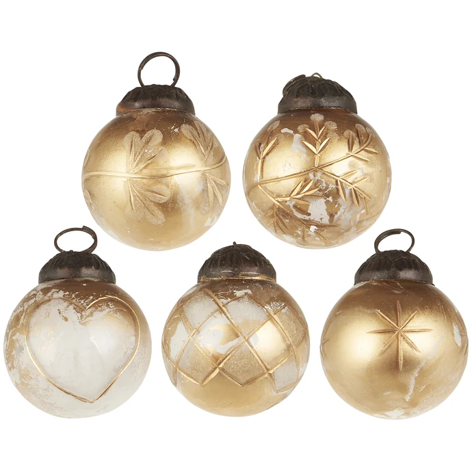 Mini vánoční ozdoby Brass Gold Engraving - set 10 ks