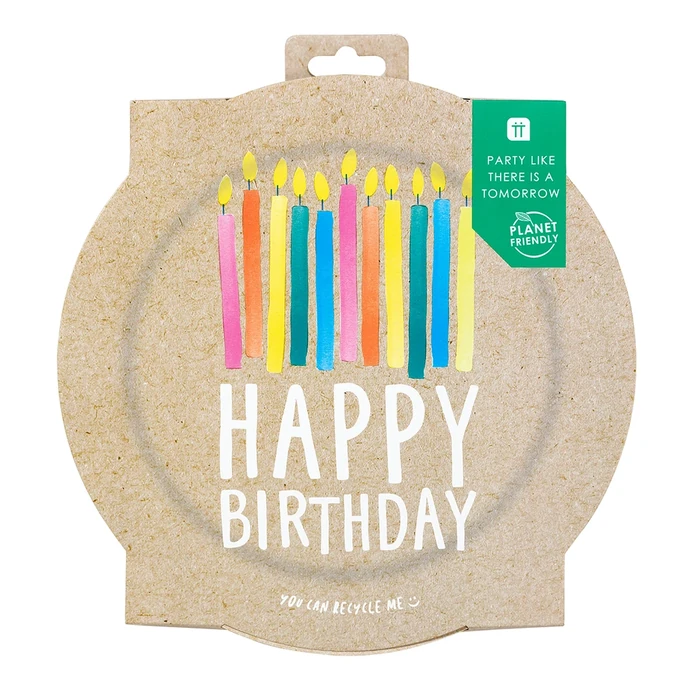 Papírové talíře Happy Birthday Recyclable – 12 ks