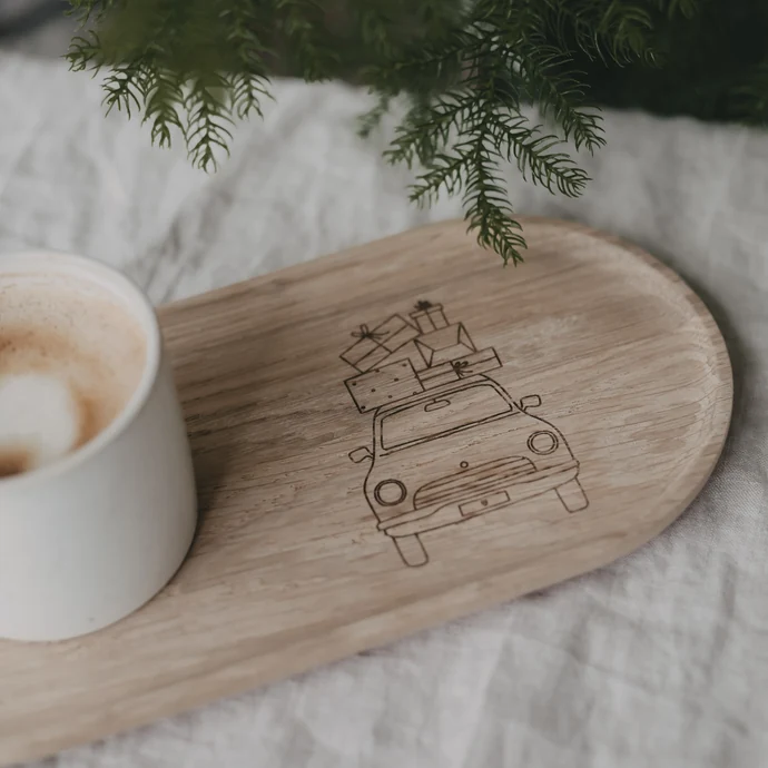 Dřevěný tácek Christmas Car
