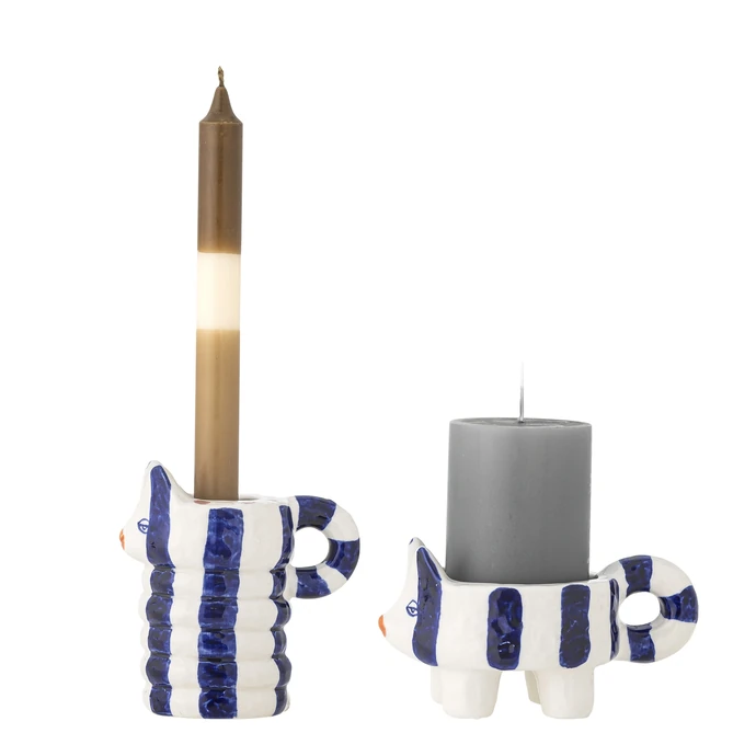 Keramický svícen Caty Blue – set 2 ks