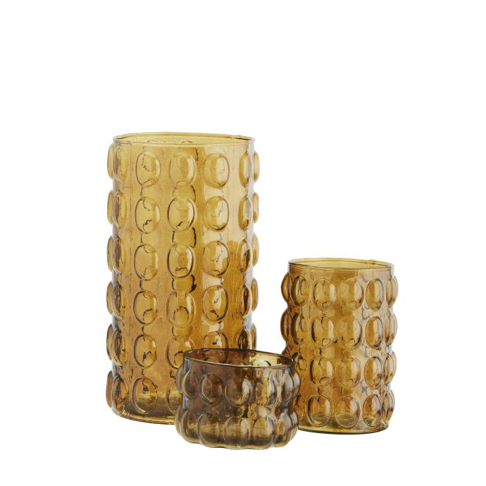 Skleněný svícínek Bubbles Amber 10 cm