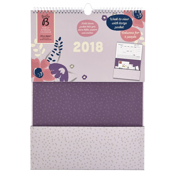 Rodinný plánovací kalendář s kapsou 2018 Pretty
