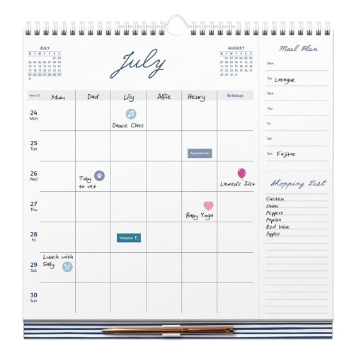 Rodinný týdenní kalendář Blue s propiskou 2023