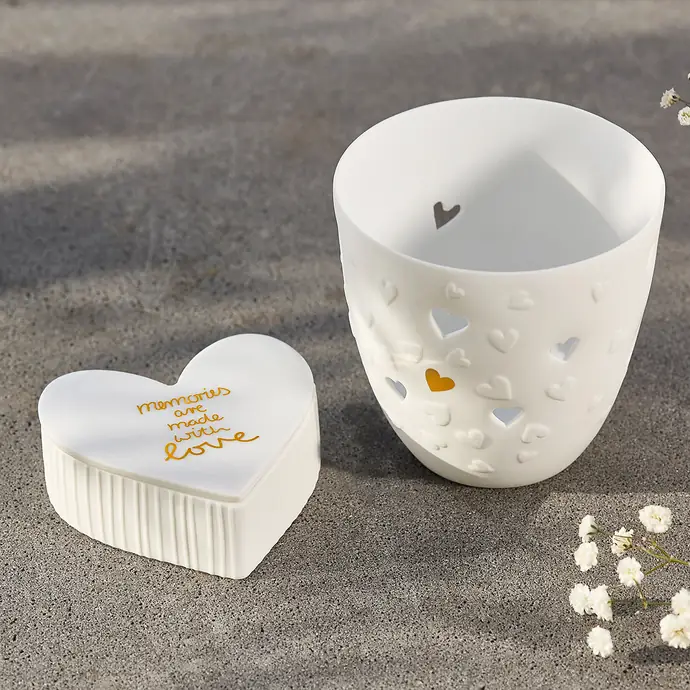 Porcelánový svícen Wedding Hearts