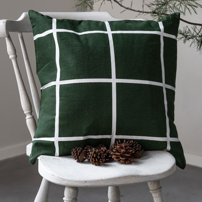 Bavlněný povlak na polštář Green Checkered 48 x 48 cm