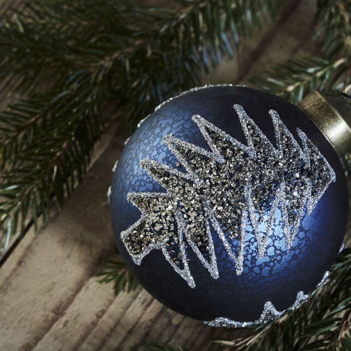 Skleněná vánoční ozdoba Pine Blue